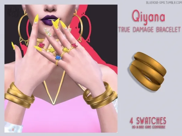 Alpha Qiyana True Damage Bracelets by bluerose-sims - The Sims 4 Custom Content