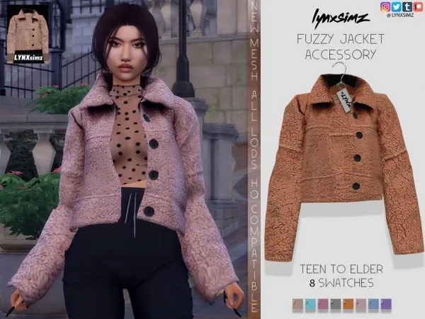 Alpha lynxsimz fuzzy jacket accessory by lynxsimz - The Sims 4 Custom Content