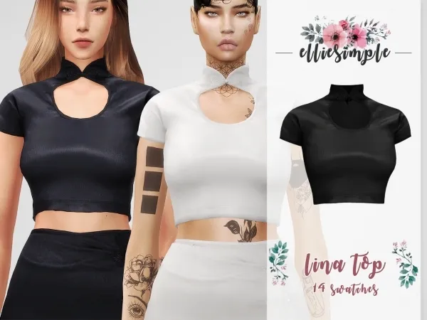 Alpha Elliesimple Lina Top by elliesimple - The Sims 4 Custom Content