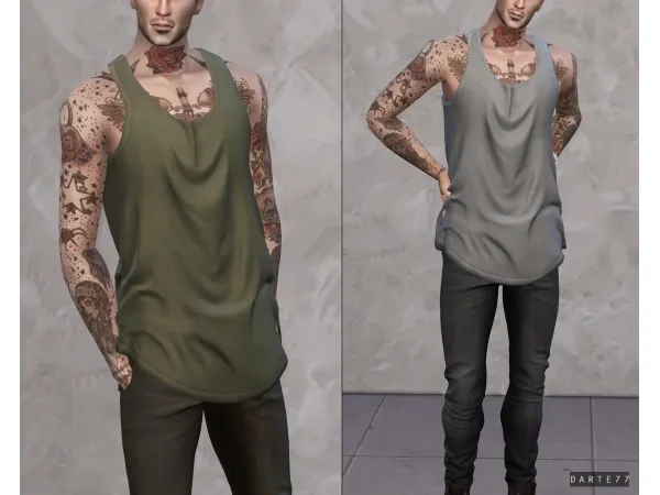 Alpha Long Tank Top by simsfinds - The Sims 4 Custom Content