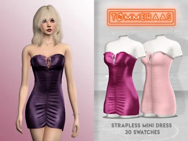 Alpha TØMMERAAS Strapless Mini Dress (9) by tommeraas - The Sims 4 Custom Content