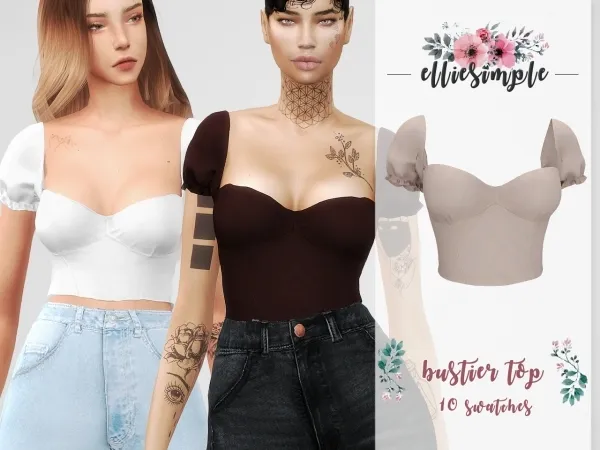 Alpha Elliesimple Bustier Top by elliesimple - The Sims 4 Custom Content