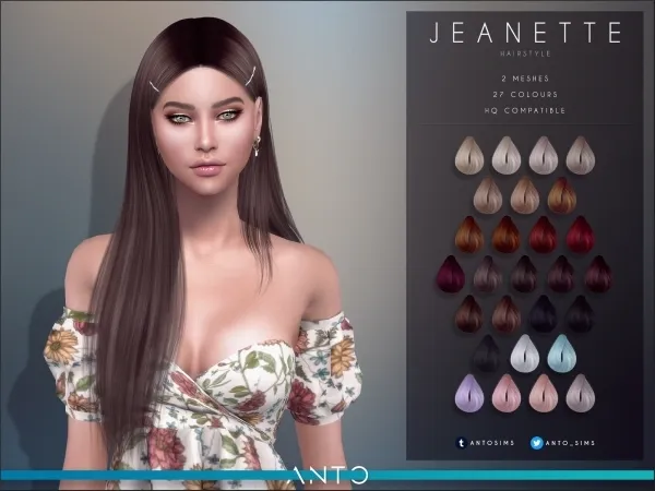 Alpha Jeanette Hairstyle by antosims - The Sims 4 Custom Content