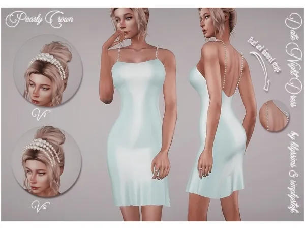 Alpha Date Night Dress Pearl Crown - The Sims 4 Custom Content