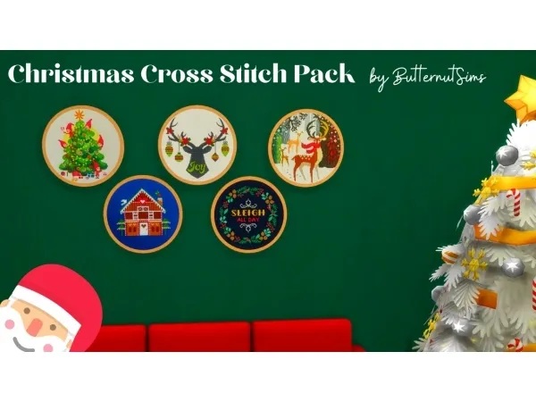 Alpha CHRISTMAS CROSS STITCH PACK by simsfinds - The Sims 4 Custom Content