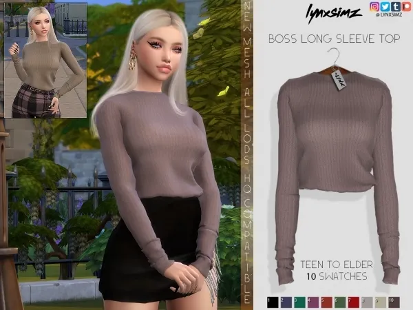 Alpha lynxsimz boss sleeve top by lynxsimz - The Sims 4 Custom Content