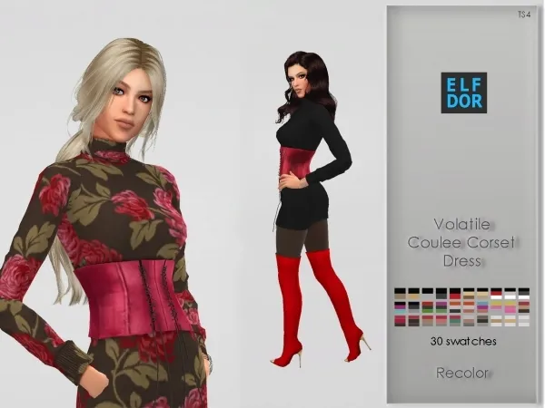 Maxis Match Volatile Coulee Corset Dress RC by elfdor - The Sims 4 Custom Content