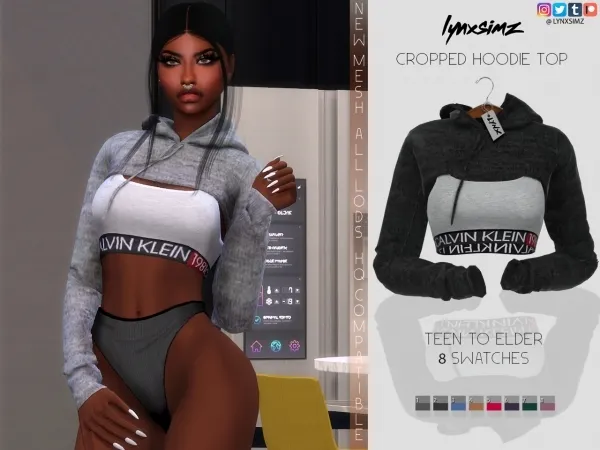 Alpha lynxsimz cropped hoodie top by lynxsimz - The Sims 4 Custom Content