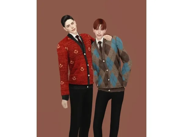 Mix [sudal] Tie Cardigan M - The Sims 4 Custom Content