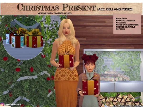Alpha Christmas Present (Acc Obj e Poses) by simtographies - The Sims 4 Custom Content