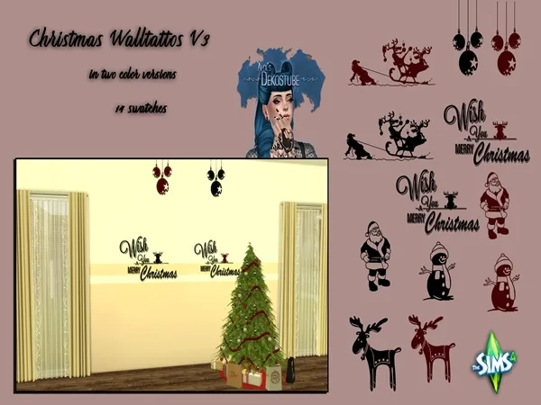 Alpha Christmas Walltattoos V3 - The Sims 4 Custom Content