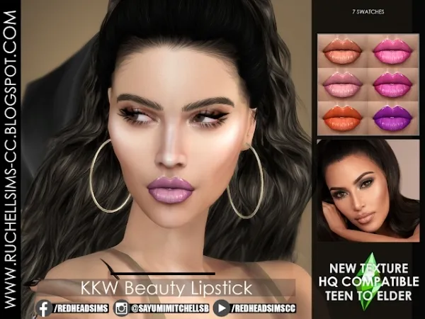Alpha KKW Beauty Lipstick by ruchellsims - The Sims 4 Custom Content