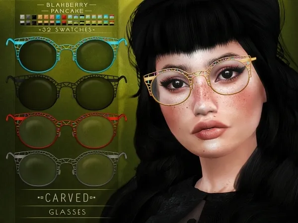 Alpha Blahberry Pancake Carved Glasses by blahberry-pancake - The Sims 4 Custom Content