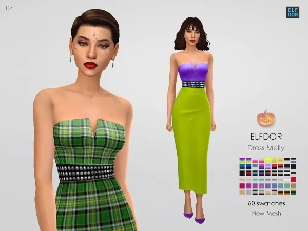 Maxis Match Dress Melly by elfdor - The Sims 4 Custom Content