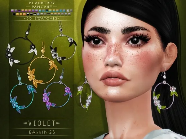 Alpha Blahberry Pancake Violet Earrings by blahberry-pancake - The Sims 4 Custom Content