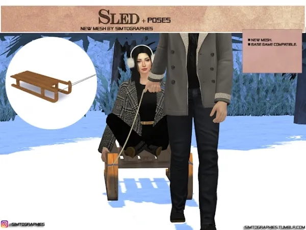 Alpha Sled Poses by simtographies - The Sims 4 Custom Content