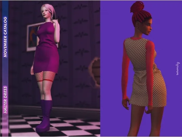 Alpha Halter Dress by serenity-cc - The Sims 4 Custom Content