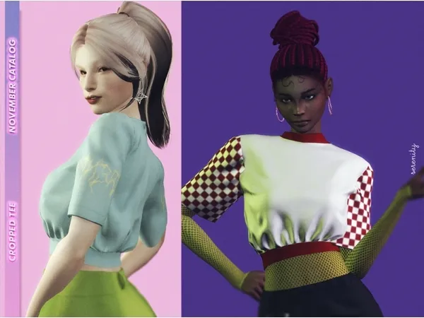 Alpha Cropped Tee - The Sims 4 Custom Content