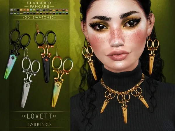 Alpha Blahberry Pancake Lovett Earrings by blahberry-pancake - The Sims 4 Custom Content