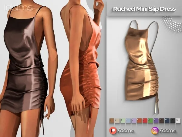 Alpha Ruched Mini Slip Dress by polygoncouture - The Sims 4 custom content