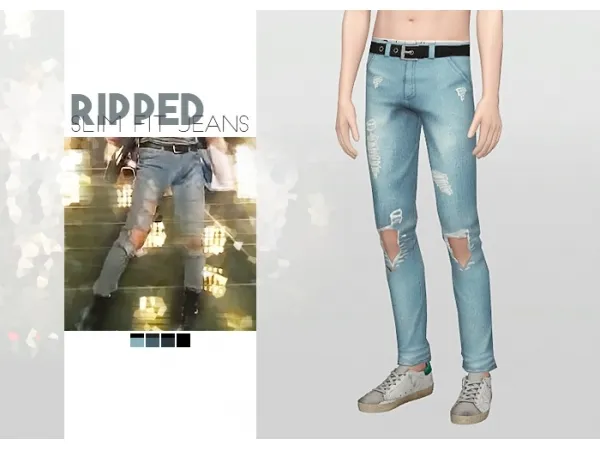 Alpha Ripped Slim Fit Jeans - The Sims 4 Custom Content