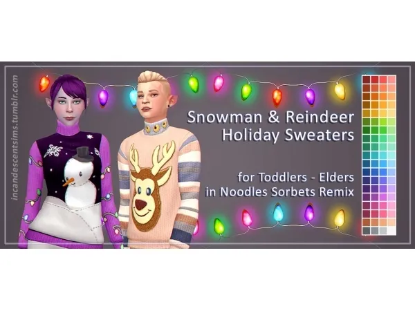 Maxis Match Snowman and Reindeer Holiday Sweaters - The Sims 4 Custom Content