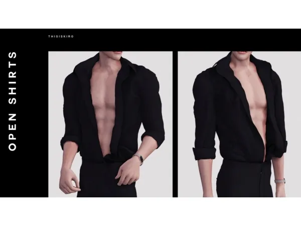 Alpha Kiro_open shirts by simsfinds - The Sims 4 Custom Content