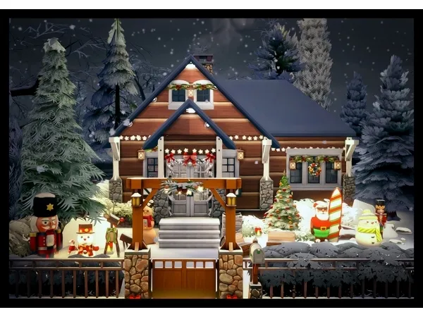 Alpha LIttle Christmas Cabin by simsfinds - The Sims 4 Custom Content