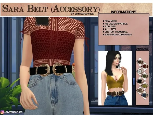 Alpha Sara Belt (Accessory) by simtographies - The Sims 4 Custom Content