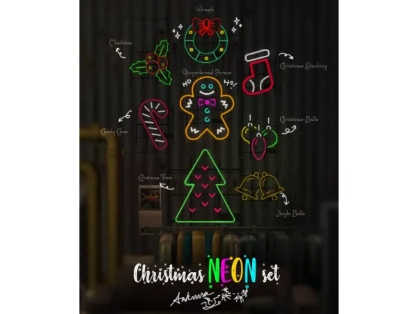 Alpha Christmas neon lights - The Sims 4 Custom Content