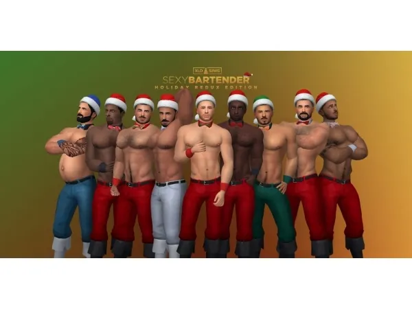 Maxis Match Christmas 2019 Gift 5 Sexy Bartender Holiday Redux Edition - The Sims 4 Custom Content