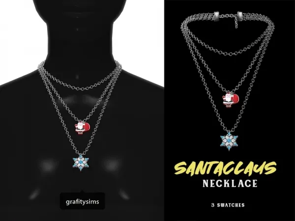 Alpha Santaclaus Layered Necklace by grafity-cc - The Sims 4 Custom Content