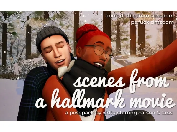 Alpha scenes from a hallmark movie sledding pose by simsfinds - The Sims 4 Custom Content