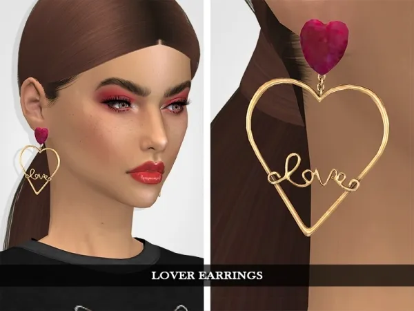 Alpha Lover Earrings by grafity-cc - The Sims 4 Custom Content