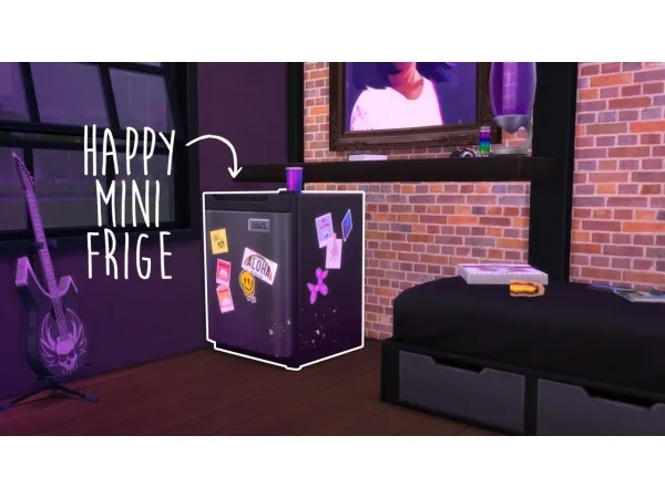Maxis Match Happy Mini Fridge by simsfinds - The Sims 4 Custom Content