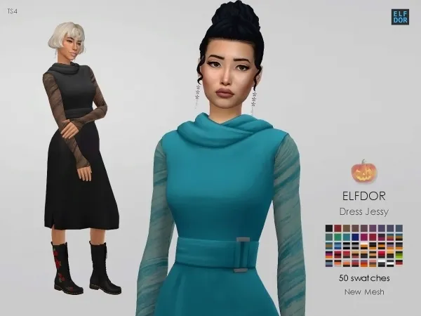 Maxis Match Dress Jessy by elfdor - The Sims 4 Custom Content