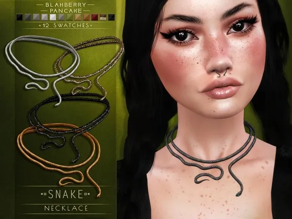 Alpha Blahberry Pancake Snake Necklace by blahberry-pancake - The Sims 4 Custom Content