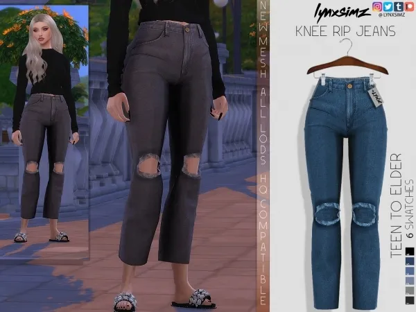 Alpha lynxsimz knee rip jeans by lynxsimz - The Sims 4 Custom Content