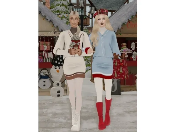 ChloeM Knitted Sweater and Skirt fo by simsfinds - The Sims 2 Custom Content