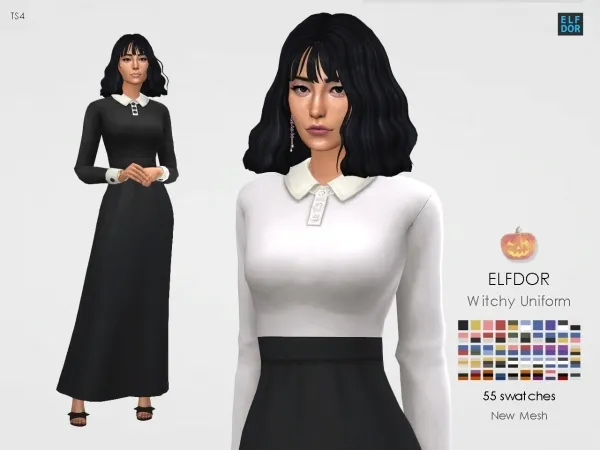 Maxis Match Witchy School Uniform by elfdor - The Sims 4 Custom Content