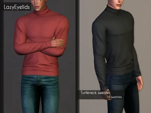 Alpha Turtleneck sweater by lazyeyelids - The Sims 4 Custom Content