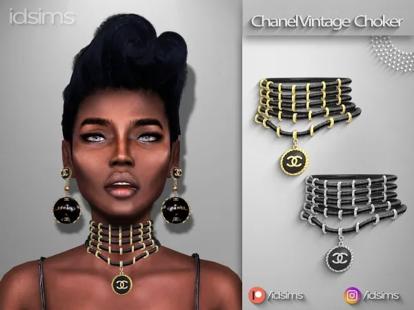Alpha Chanel Vintage Choker by polygoncouture - The Sims 4 custom content