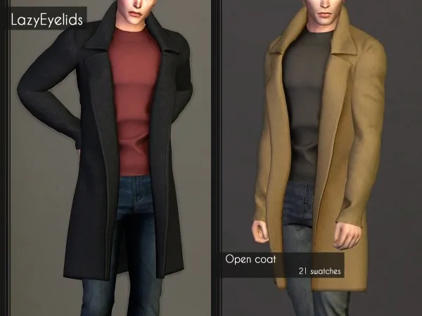 Alpha Open coat by lazyeyelids - The Sims 4 Custom Content