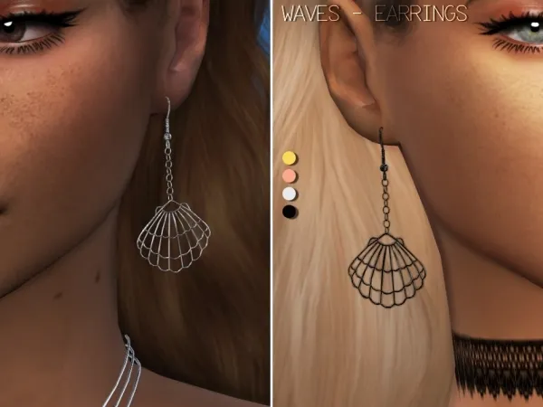 Alpha Waves Earrings by luminescent - The Sims 4 Custom Content