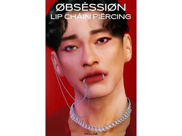 Alpha OBSESSION Lip Chain Piercing by simsfinds - The Sims 4 Custom Content