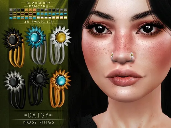 Alpha Blahberry Pancake Daisy Nose Rings (3 options) by blahberry-pancake - The Sims 4 Custom Content