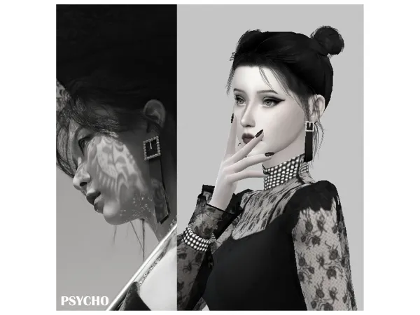 Alpha Seulgis Inspired Earring from Psycho by simsfinds - The Sims 4 Custom Content