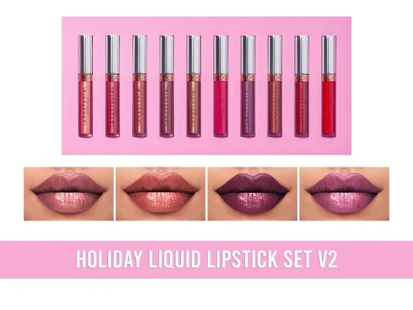 Maxis Match Holiday Liquid Lipstick Set V2 - The Sims 4 Custom Content