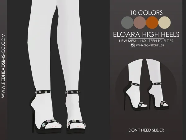 Alpha ELOARA HIGH HEELS by redheadsims - The Sims 4 custom content