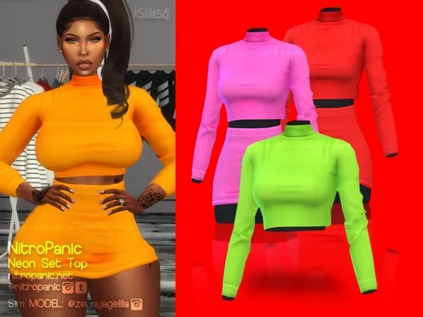 Alpha Neon Set (TOP) by nitropanic - The Sims 4 Custom Content